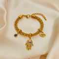18k Palm Eye Necklace Earring Bracelet Suit - Viexta