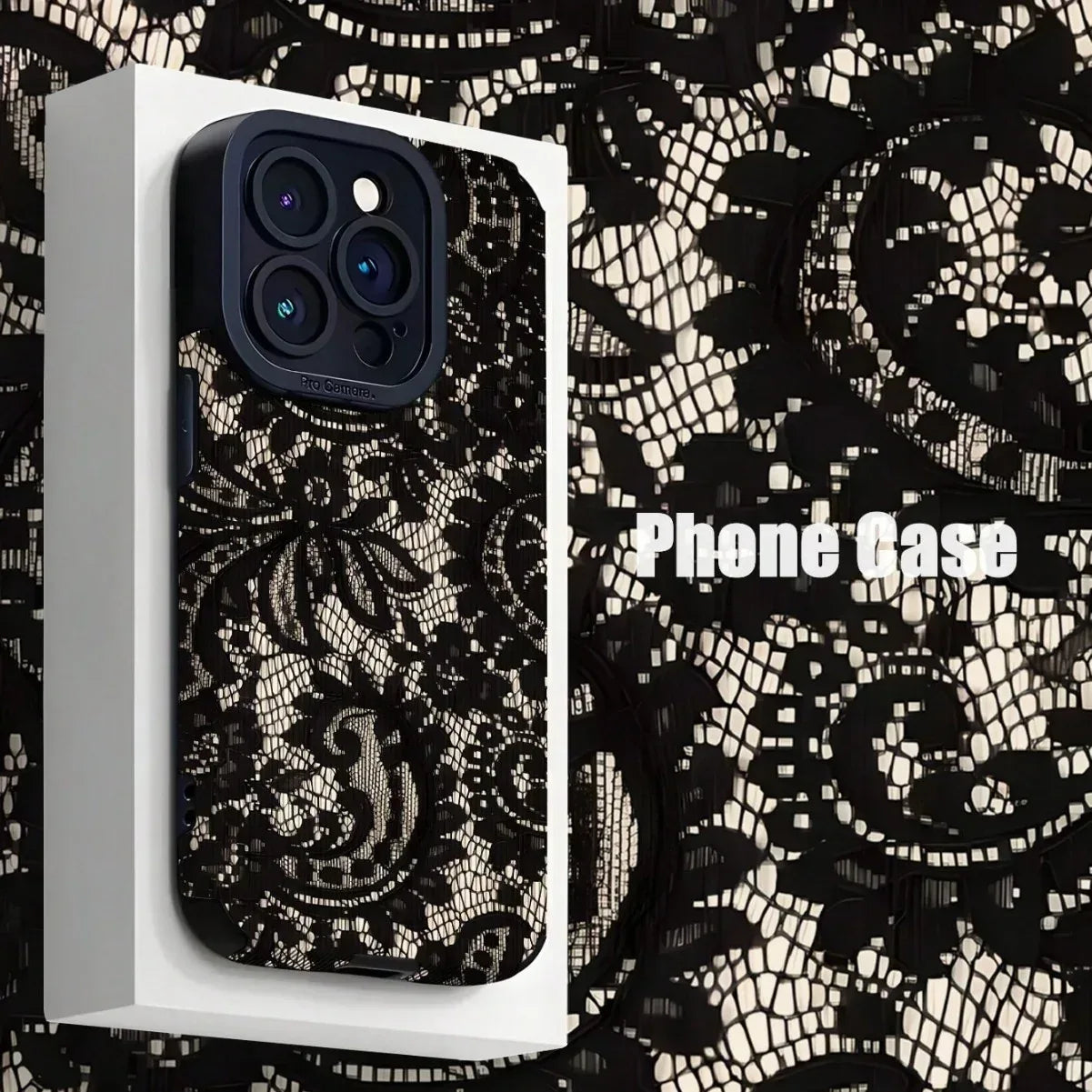 Black Lace-patterned iPhone Case - Viexta