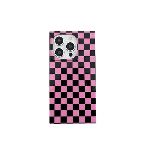 black-chessboard-grid-iphone-case - Viexta