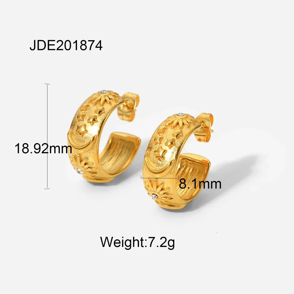 diamond-set-stainless-steel-earrings - Viexta