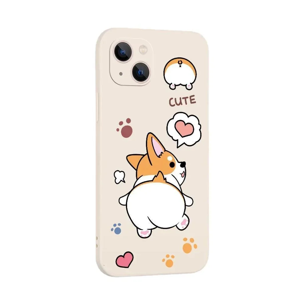 Corgi Cartoon Silicone Soft Cover iPhone Case - Viexta
