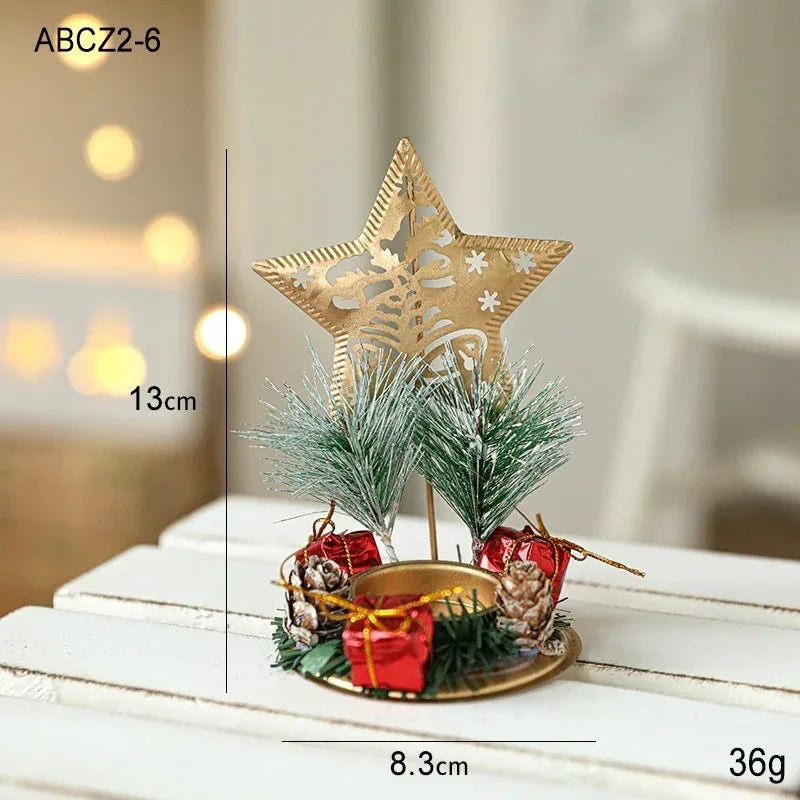 christmas-candlestick-golden-wrought-iron-window-decoration - Viexta