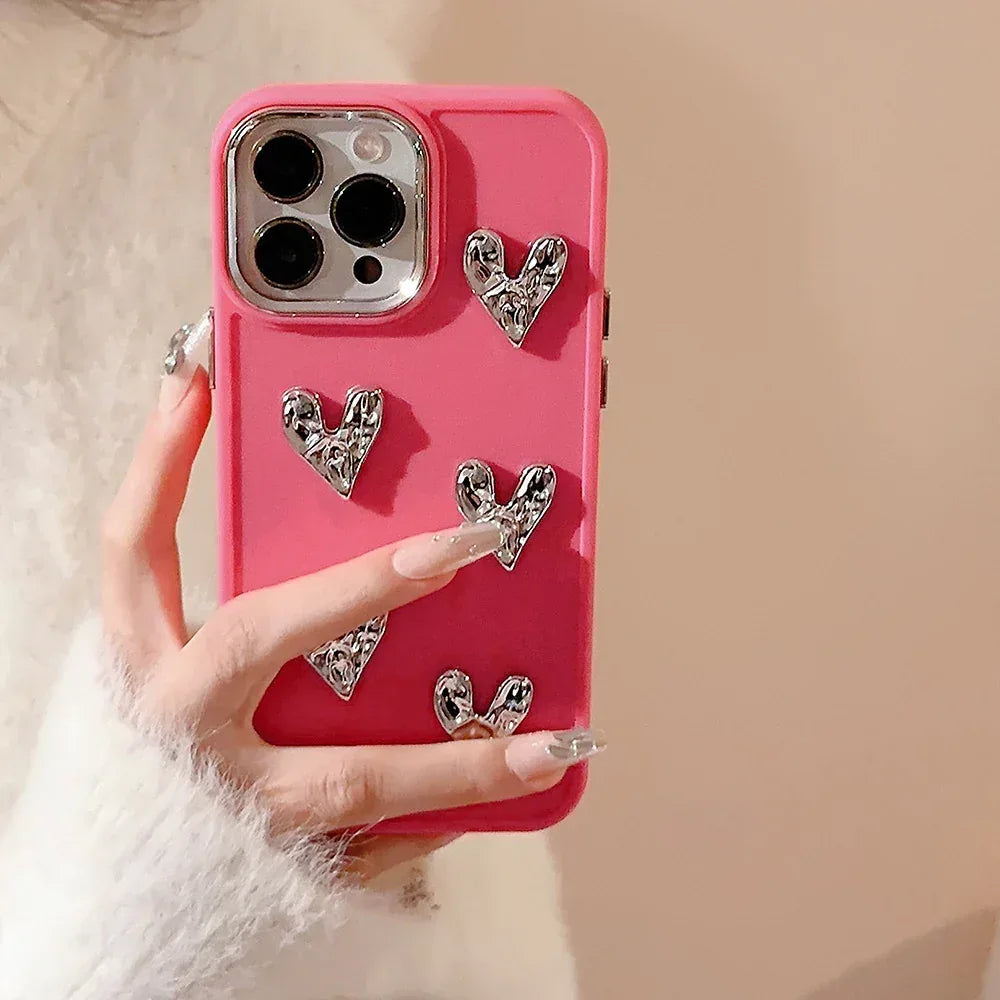 Pleated Metallic Heart iPhone Shell - Viexta