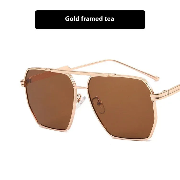 metal-double-beam-polygonal-sunglasses - Viexta