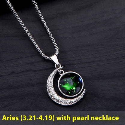 12 Constellation Moon Star Glowing Necklace