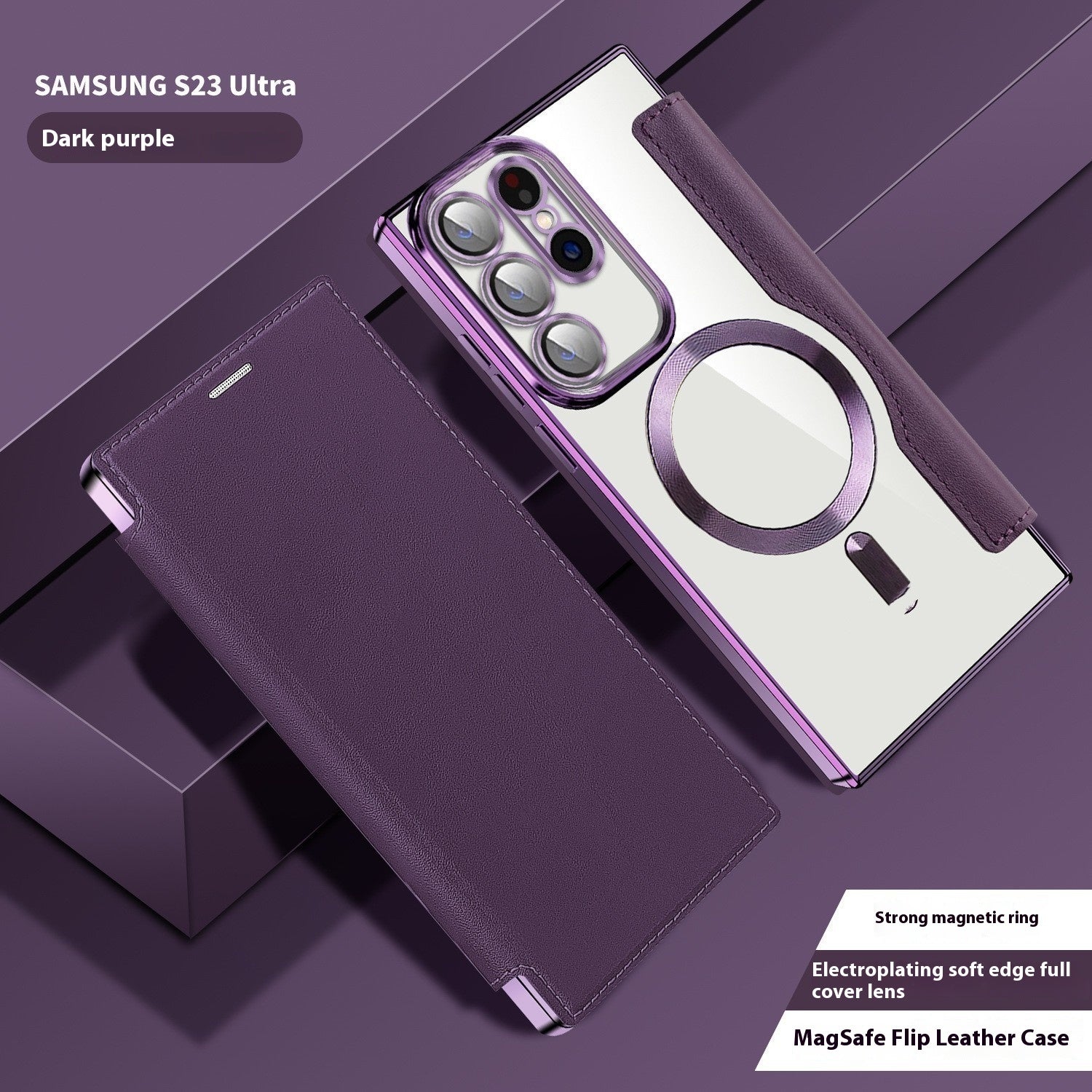 Electroplated Wireless Magnetic Business Flip Samsung Leather Case
