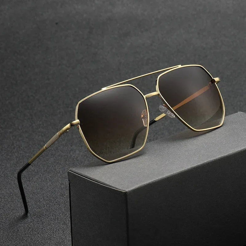 Dual-bridge Sunglasses For Men Retro Design - Viexta