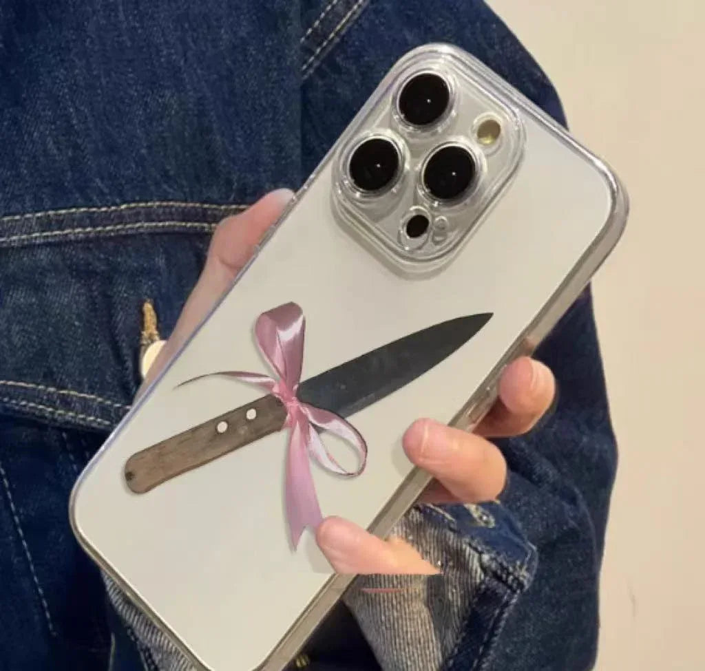 Transparent And Cute Bow-shaped Fruit Knife iPhone Case - Viexta