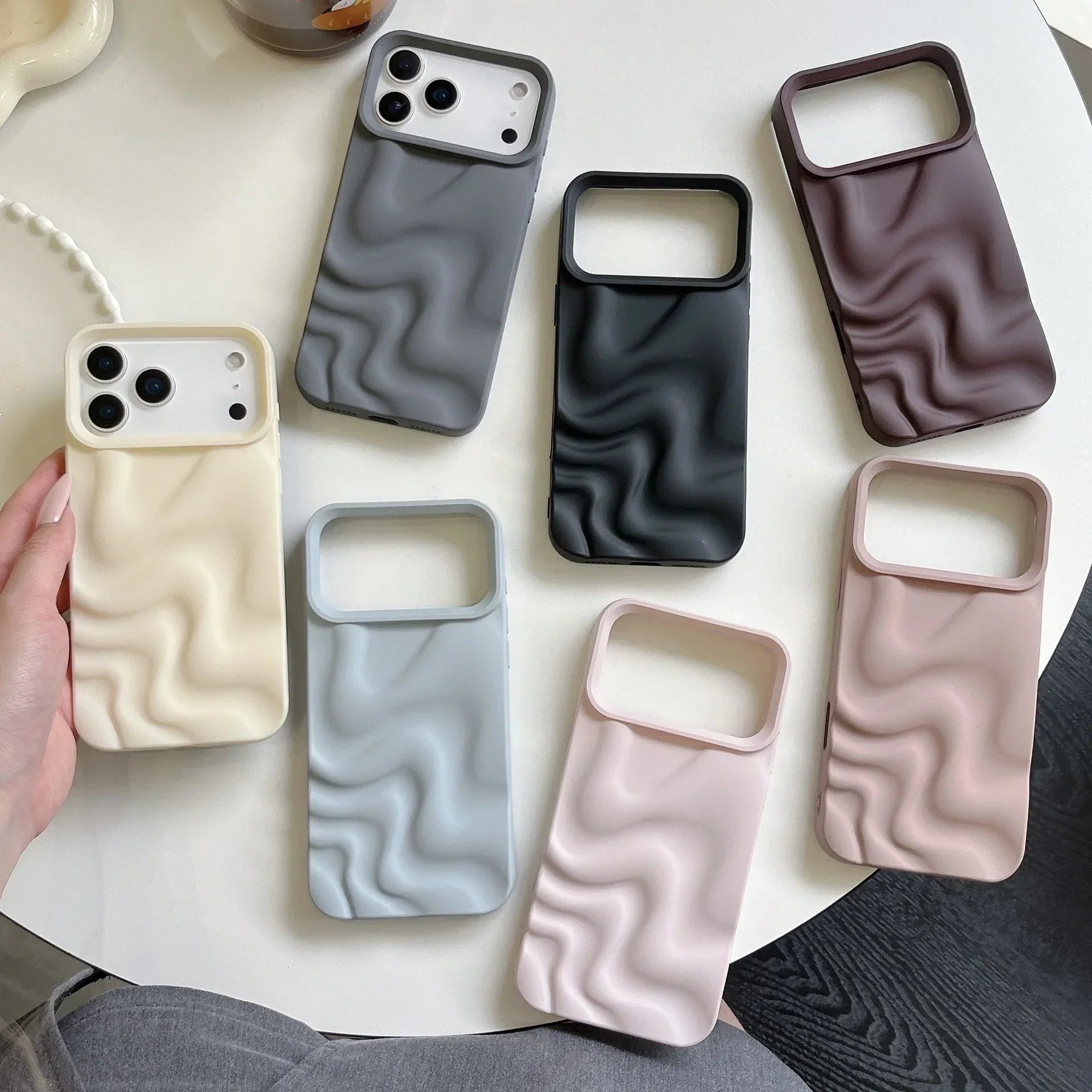 Creative Versatile Solid Color Irregular Wave Pattern iPhone Case - Viexta
