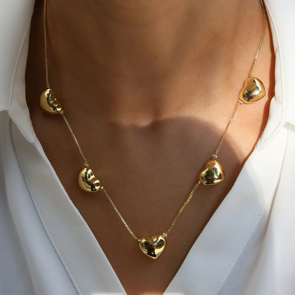 Brass 18K Multiple Heart-shaped Necklace - Viexta