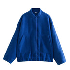 Loose Casual Street Stand Collar Pilot Buckle Jacket - Viexta