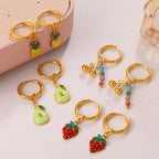 Minimalist Strawberry & Pineapple Pendant Earrings