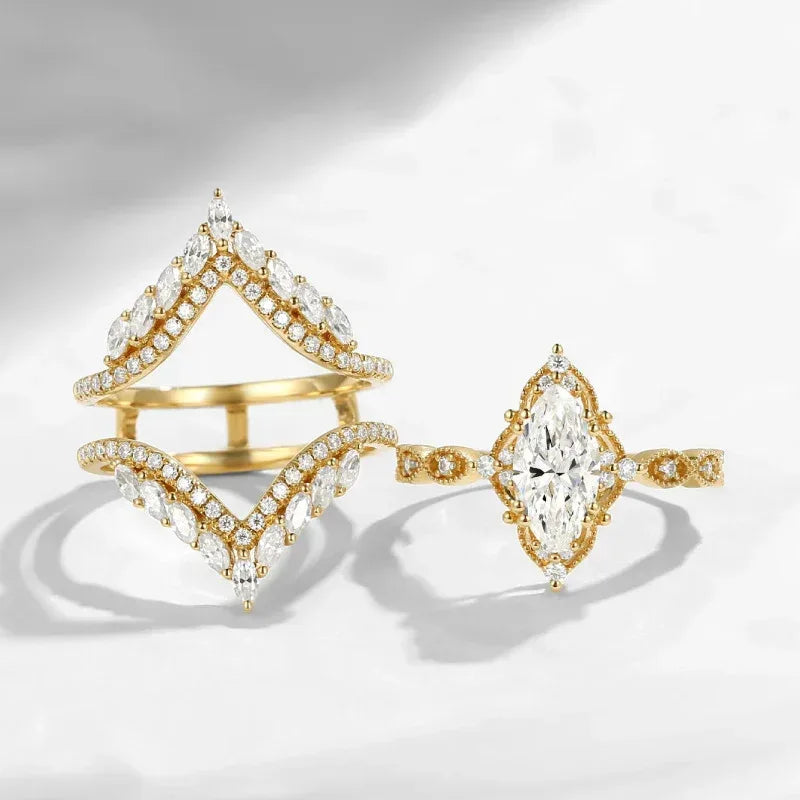 Crown Horse Eye Diamond Ring - Viexta