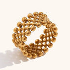 stainless-steel-small-beads-mesh-cross-arrangement-ring - Viexta