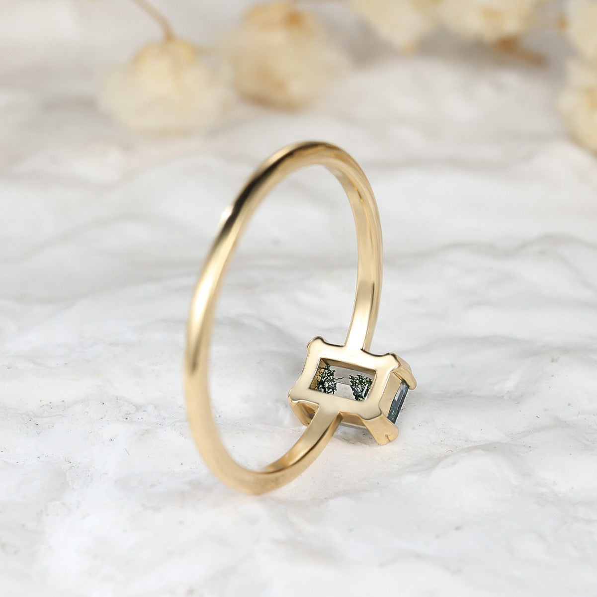 Retro Rectangular Agate Ring