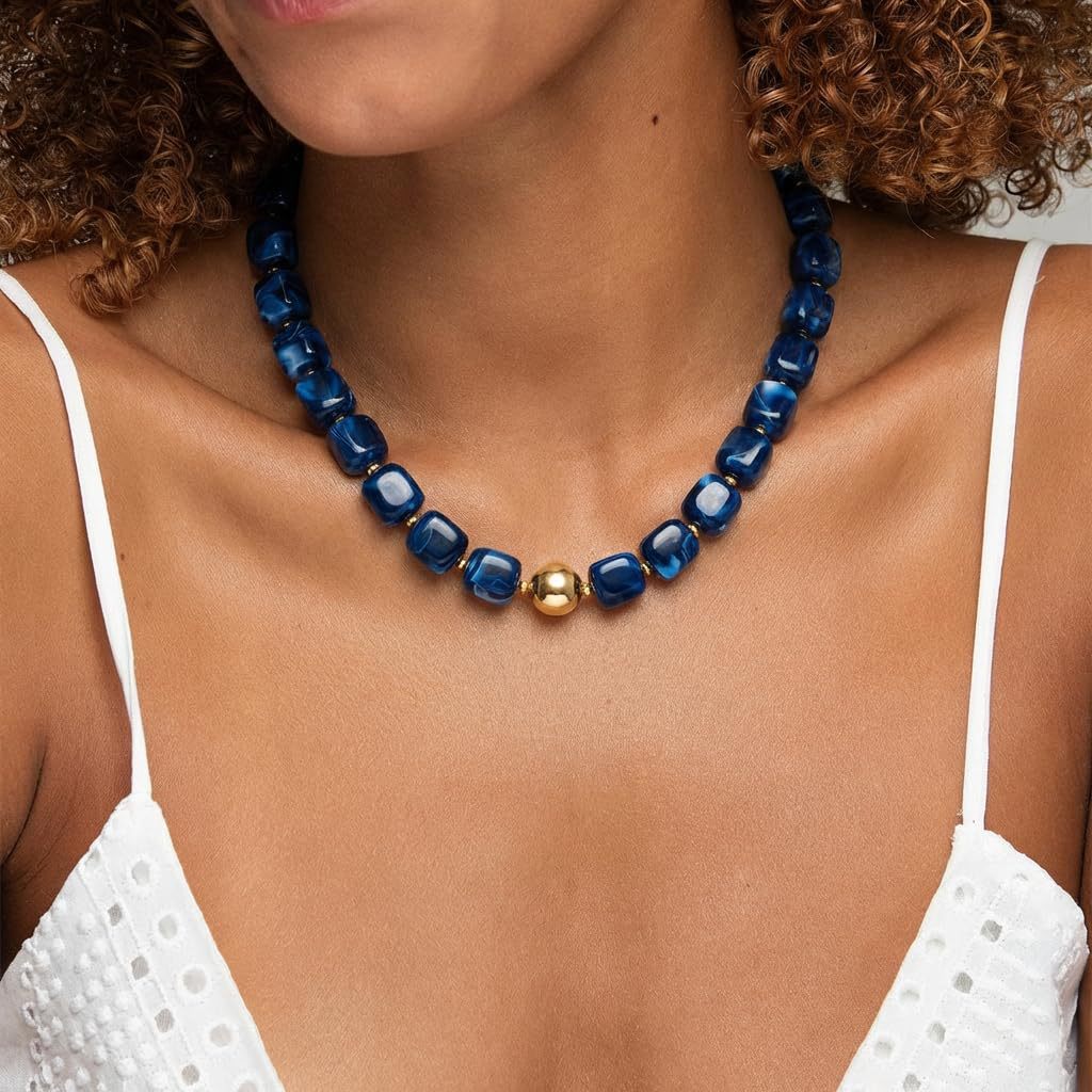 Bohemian-style Multicolor Resin Bead Necklace