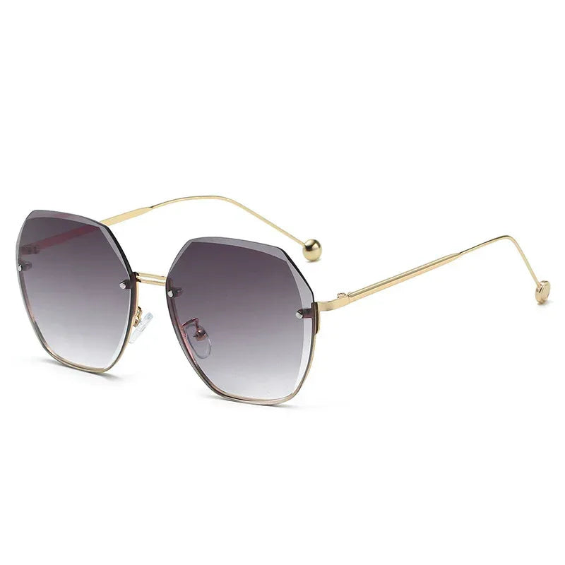 Diamond Cut Edge Rimless Two-tone Sunglasses - Viexta