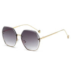 Diamond Cut Edge Rimless Two-tone Sunglasses - Viexta