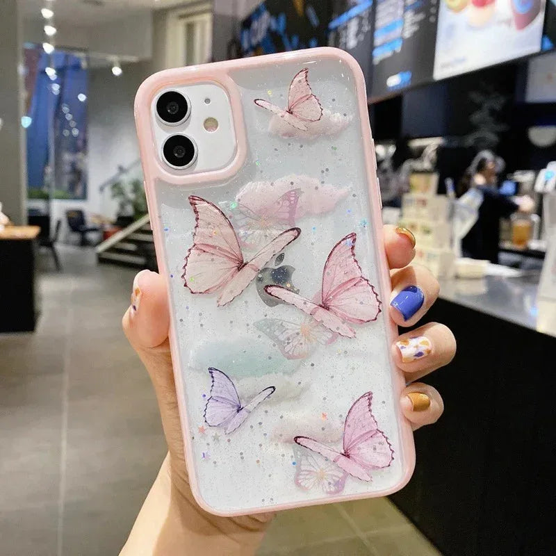 Epoxy Glitter Butterfly iPhone Case - Viexta