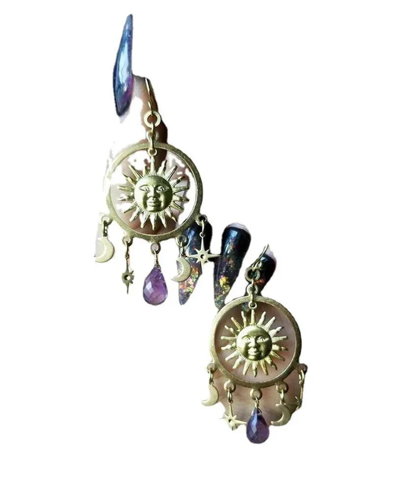Amethyst Teardrop Pendant Earrings - Viexta