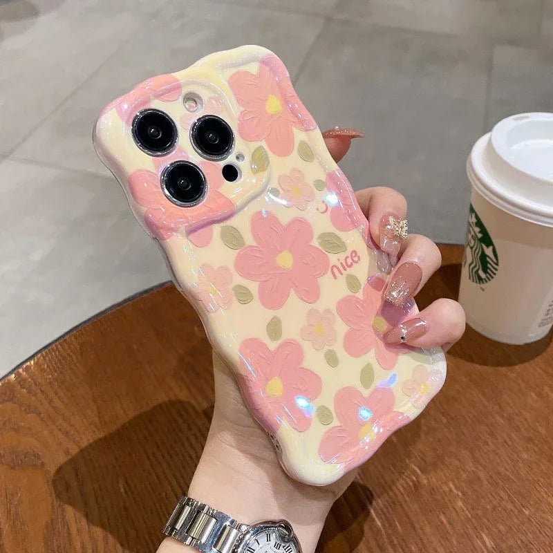 Drop-resistant Oil Painting Flower Soft Silicone iPhone Case - Viexta