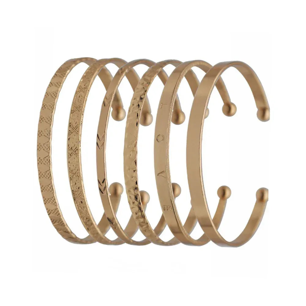 6piece 14K Opening Wide Bracelet - Viexta