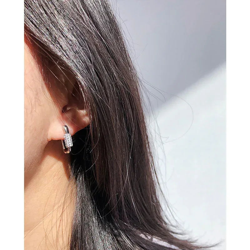 Microset Zircon Square Hoop Earrings - Viexta