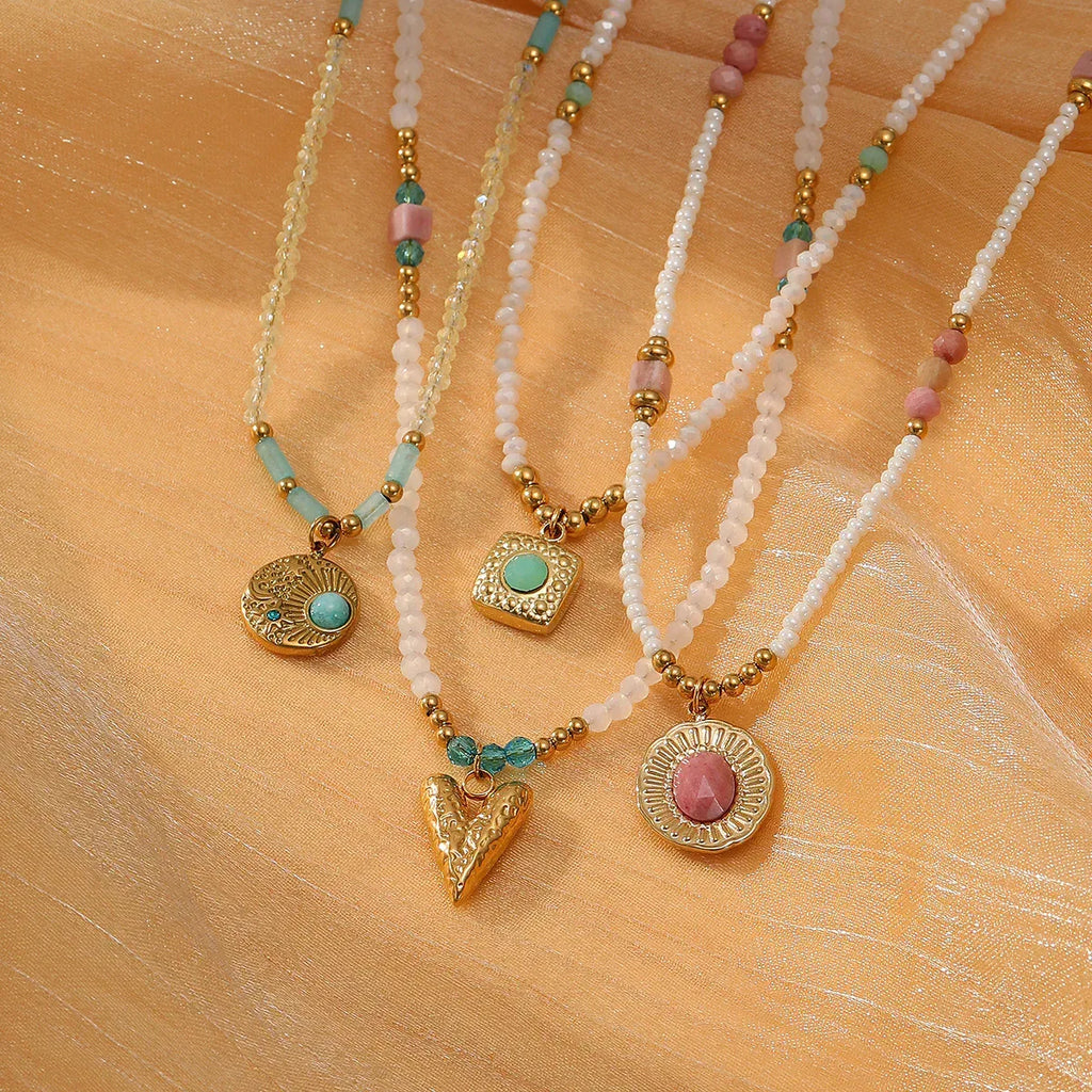 SUNFLOWER Color Crystal String Necklace - Viexta