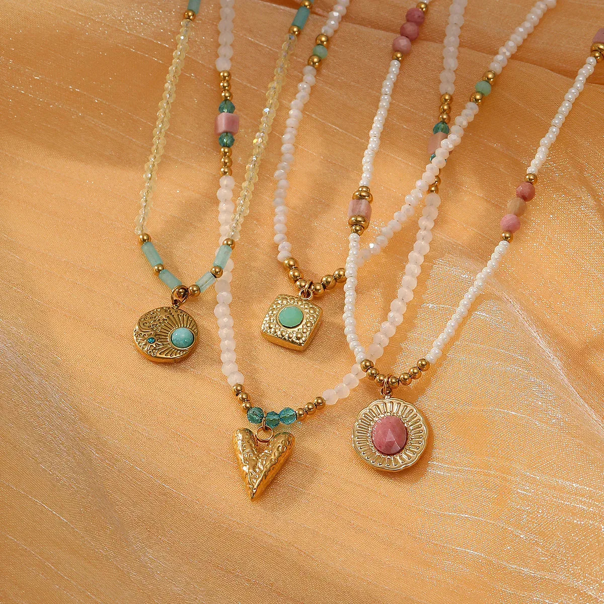 SUNFLOWER Color Crystal String Necklace - Viexta