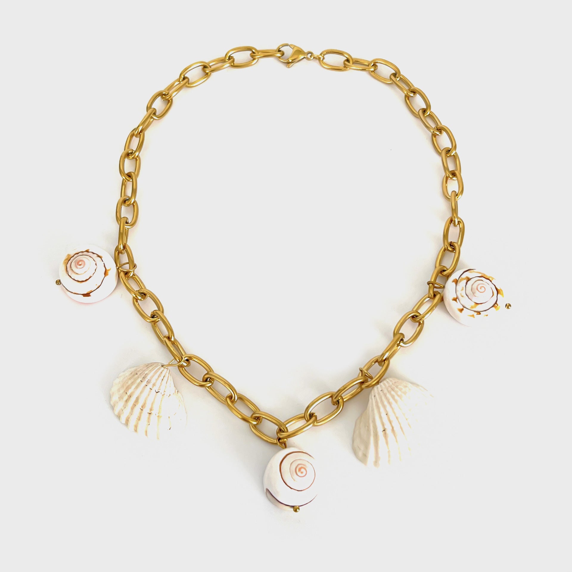 Stylish Metal Chain Conch Shell Necklace