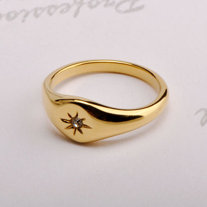 Stainless Steel Five-pointed Star Three-dimensional Ring