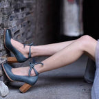Front Lace-up Height Chunky Heels - Viexta