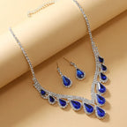 Sapphire Crystal Blue Clavicle Neckpiece Set - Viexta