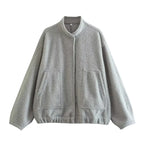 Loose Casual Street Stand Collar Pilot Buckle Jacket - Viexta