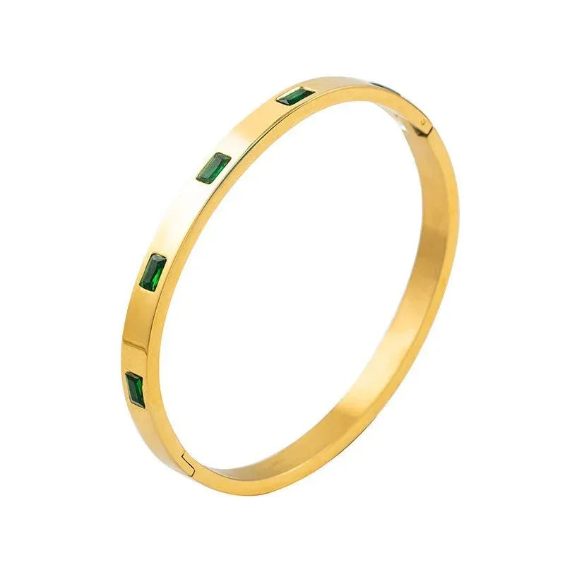 Stainless Steel Emerald Studded Kada - Viexta