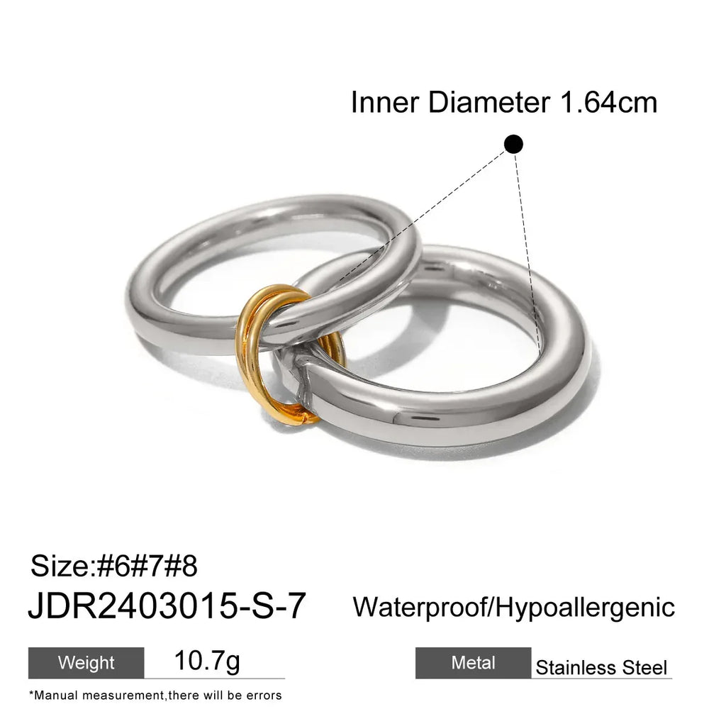 18K Gold Stainless Steel Metal Glossy Two-piece Ring - Viexta