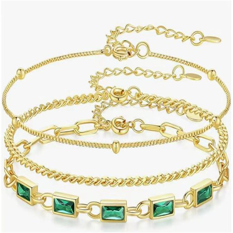 18k Plated Stacked Three-layer Bracelet