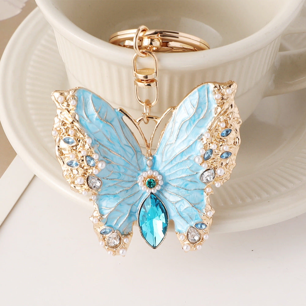 Dual Purpose Enamel Dripping Oil Coat Butterfly Brooch Keychain