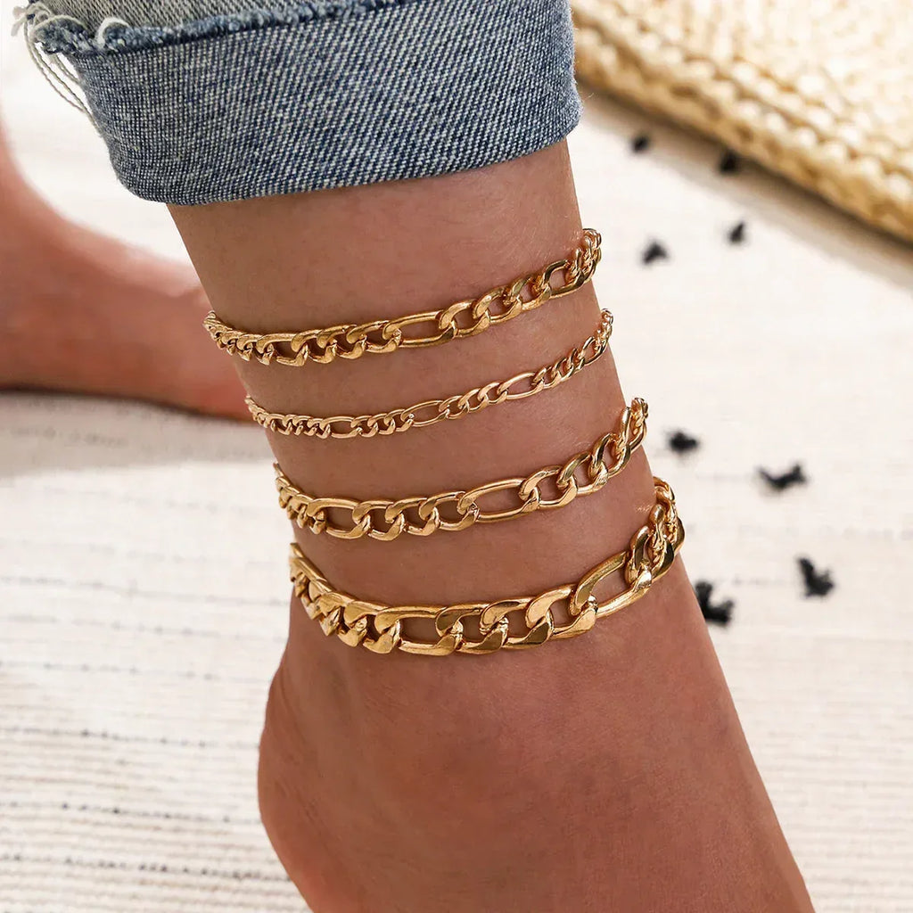 5-pcs-women-crystal-key-anklets - Viexta