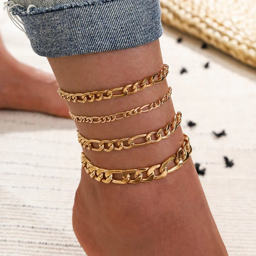 5-pcs-women-crystal-key-anklets - Viexta