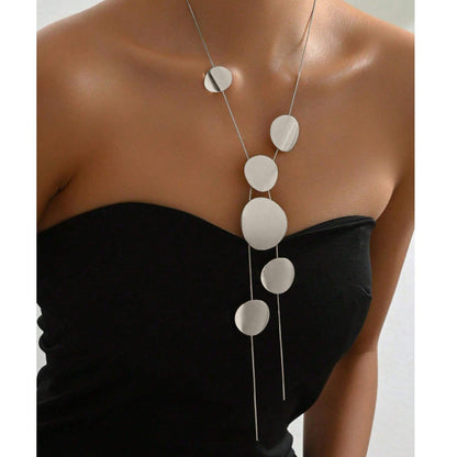 Long Trendy Wafer Hollow Necklace