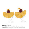 Vintage Gold Fan-shaped Natural Stone Earring