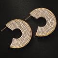 Minority Rhinestone C- Shaped Earrings - Viexta