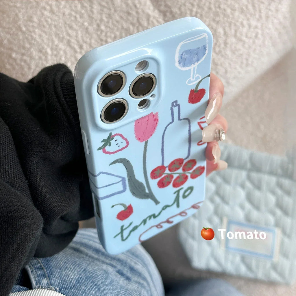 Art-style Tomato Illustration iPhone Case - Viexta