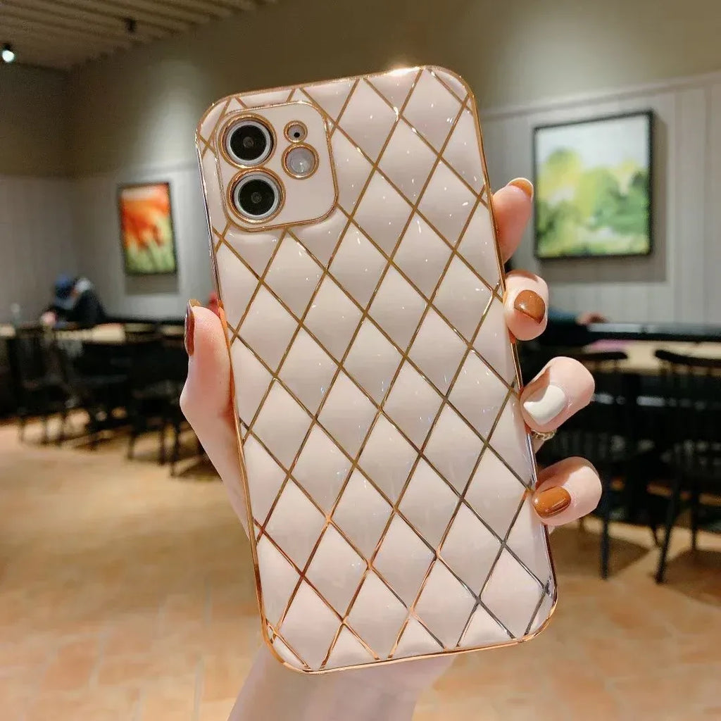 electroplated-diamond-pattern-iphone-case - Viexta