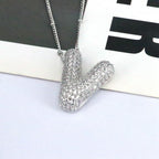 brass-zircon-bubble-letter-pendant-necklace - Viexta