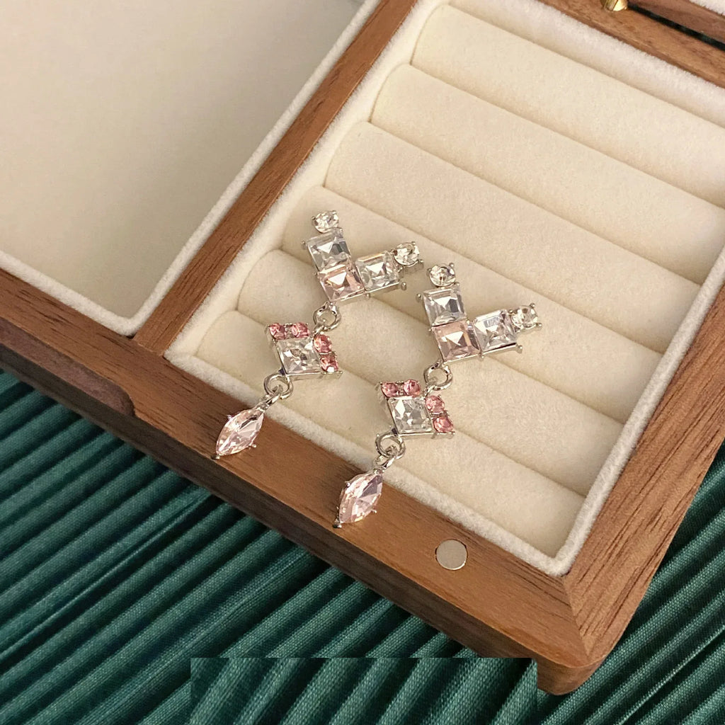 Retro New Geometric Zircon Earrings - Viexta