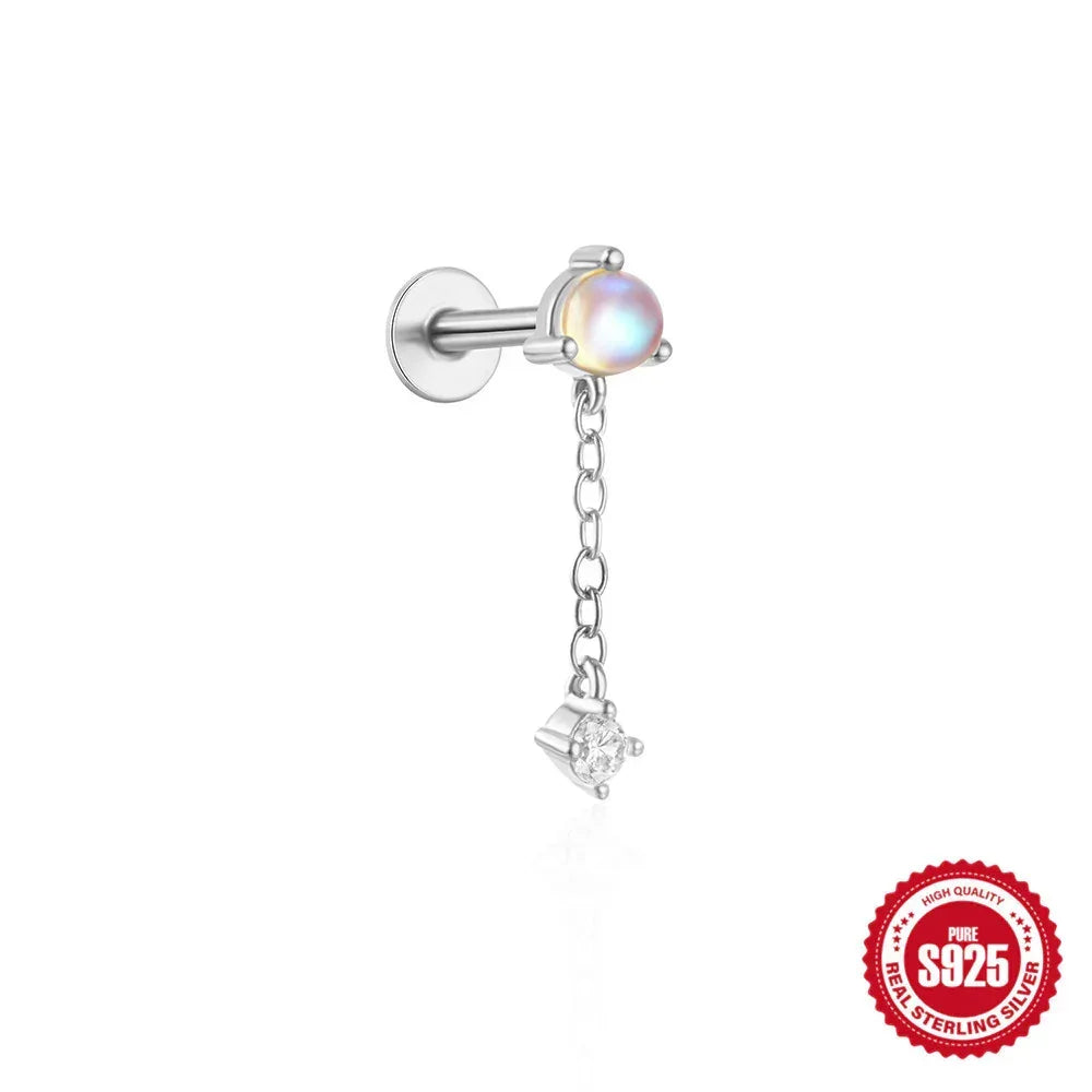 S925 Sterling Silver Moon Piercings - Viexta