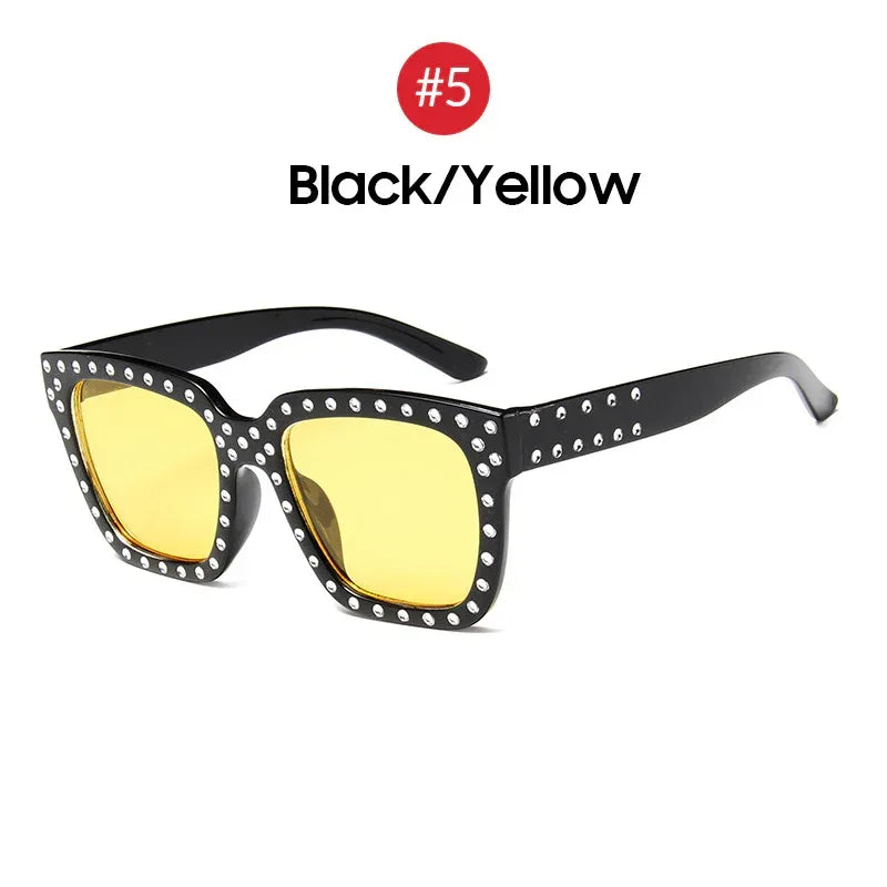 American Trendy Large Frame Rhinestone Sunglasses - Viexta