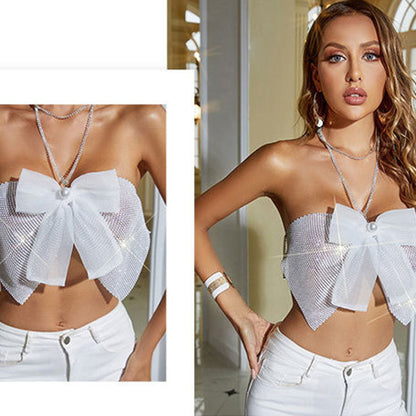 Rhinestone Halter Tube Top